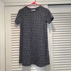 Knit Marled Gray Ribbed Shift T Shirt Dress